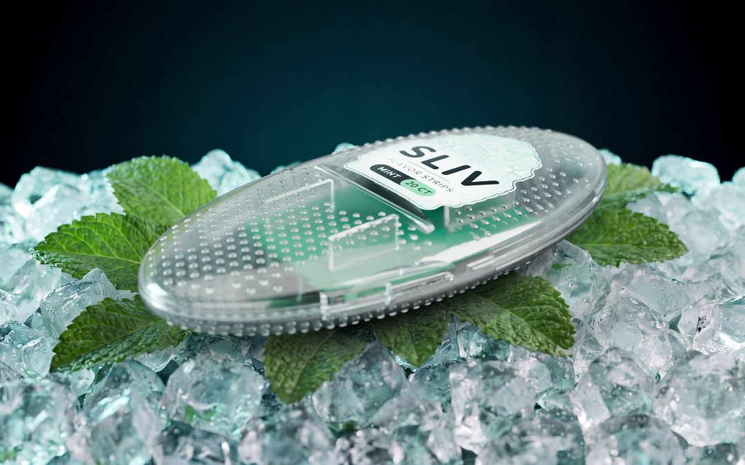 SLIV Mint case on crushed ice with fresh mint leaves