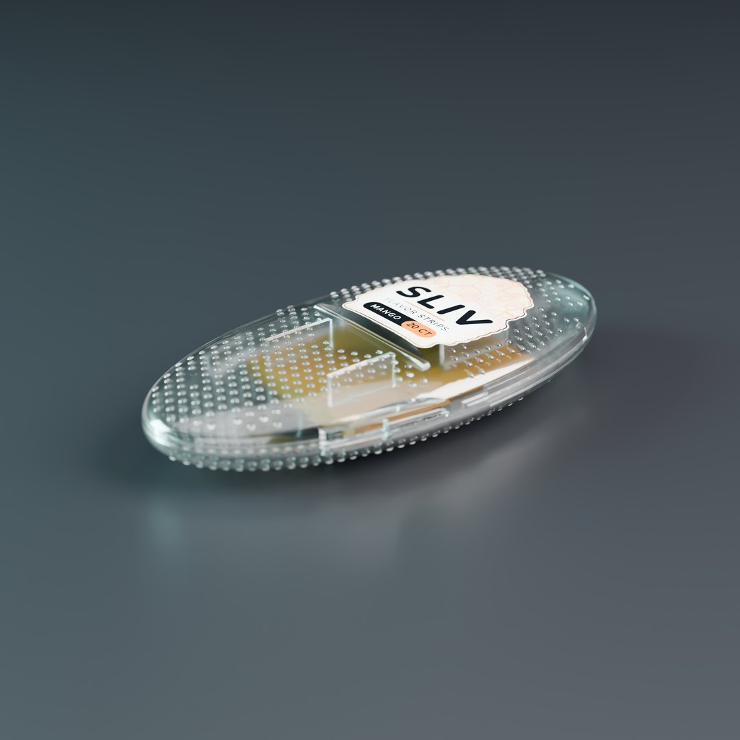 SLIV Mango case: a clear textured stone with mango strips glowing inside